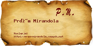 Prém Mirandola névjegykártya